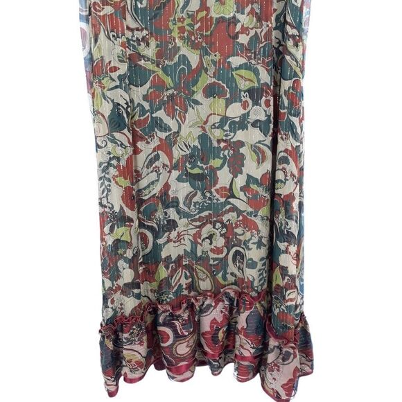 Alain Weiz Silk Frock Dress Metallic Maxi Sleeveless Shift Ruffled Flounce MuMu - Picture 4 of 13